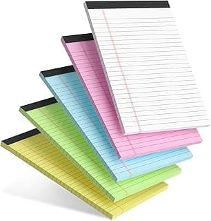 5pcs Small Note Pads 5x8 Notebook College Ruled Legal Pads Color Notepads 5 Pack Study Back Writing Pads 5 x 8 Perforated Narrow Ruled Pads...