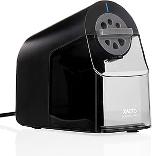 X-ACTO Pencil Sharpener, School Pro Electric Sharpener, Black, With Six Size Dial, XL Shavings Bin - Heavy Duty, Classroom Supplies