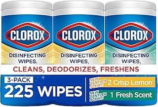 Clorox Disinfecting Wipes for Allergy Season, Bleach-Free, Multi-Surface Cleaner, Antibacterial, Fresh Scent & Crisp Lemon, 75 Count Each,...