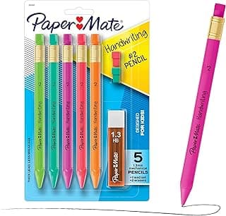 Paper Mate Handwriting Triangular Mechanical Pencil Set with Lead & Eraser Refills, 1.3mm, 8 Count - Back to School, Teacher Supplies, Home...
